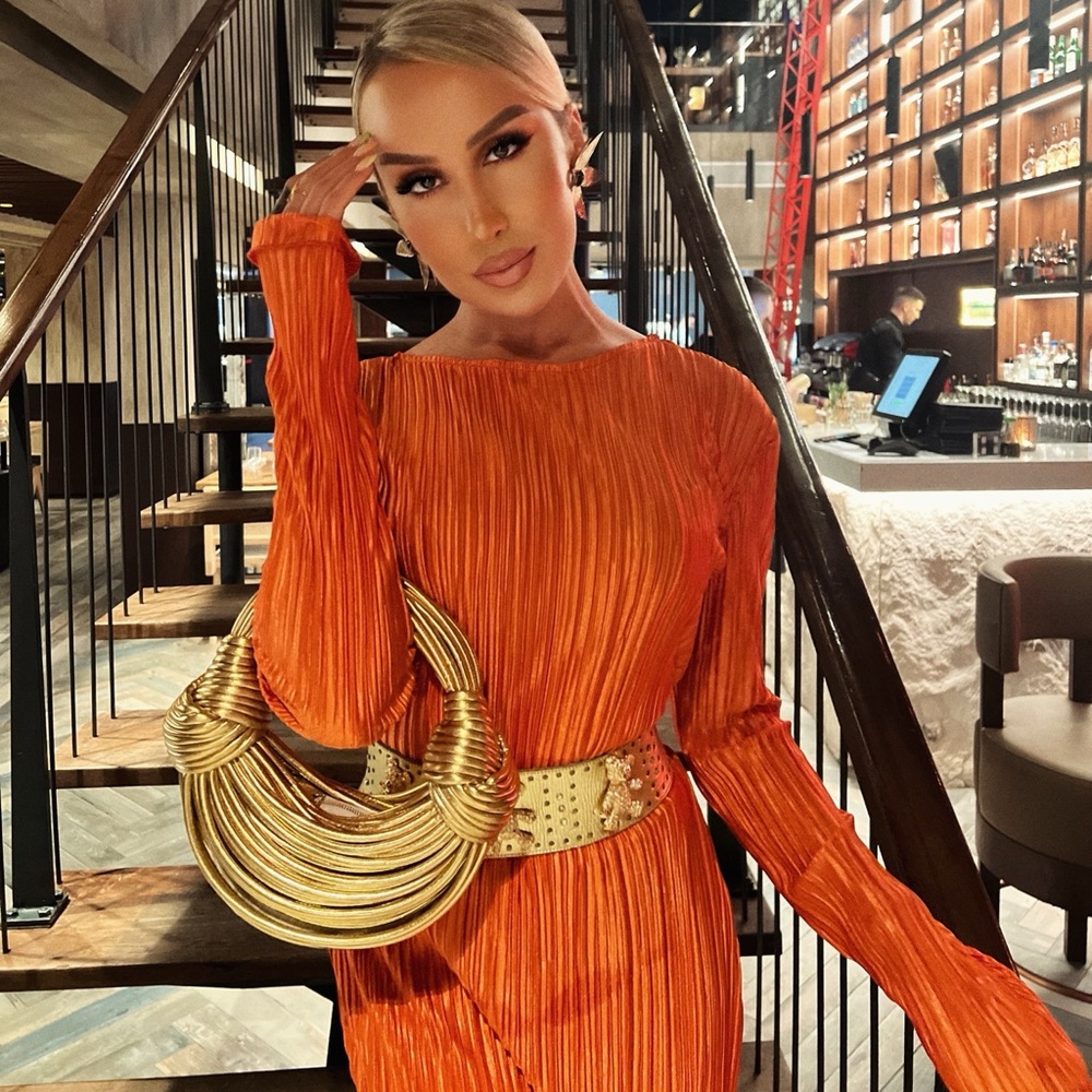 Stunning Orange Maxi Dress size M